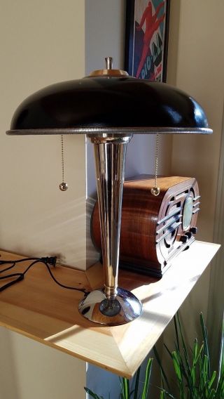 Art Deco Chrome and Brass Lamp 6