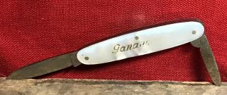 Antique Ontario Canada Advertising Pocket Knife " Gananoque Springs And Axles "