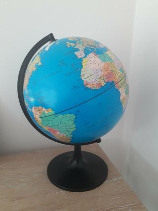 Rotating World Globe On Plastic Stand 17 Inch