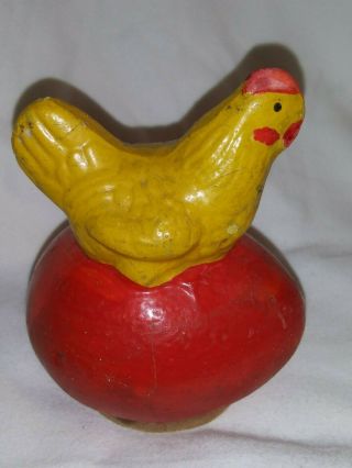 Vintage Antique Easter Paper Mache Candy Container Chicken Hen Red Egg Germany