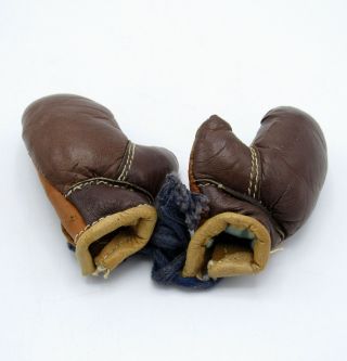 Antique Miniature Brown Leather Boxing Gloves,  Salesman Sample? NR 4