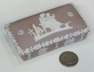 Antique Wedgwood Pink Lilac ? Jasperware Match Box & Striker / Holder Vesta Safe