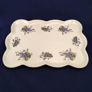 Antique Vanity Tray French Porcelain Perfume Violets Flowers Hand Painted Paris