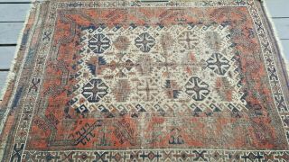 Antique Handmade Hand Knotted Distressed Rug 35 X 48