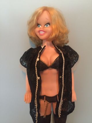 Vintage 1960’s Anatomical Correct 30” Rubber Doll In Negligee Risqué