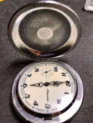 Vintage CCCP Soviet USSR Russian Molnija Molniya Bird/Pine Pocket Watch, 4