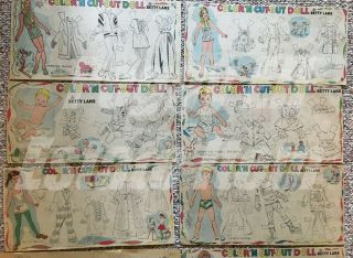 35 UNCUT NEWSPAPER PAPER DOLLS ' COLOR ' N CUT - OUT DOLL BY BETTY LANE ' 1975 3