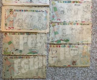 35 UNCUT NEWSPAPER PAPER DOLLS ' COLOR ' N CUT - OUT DOLL BY BETTY LANE ' 1975 5