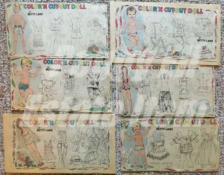 35 UNCUT NEWSPAPER PAPER DOLLS ' COLOR ' N CUT - OUT DOLL BY BETTY LANE ' 1975 6