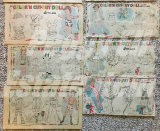 35 UNCUT NEWSPAPER PAPER DOLLS ' COLOR ' N CUT - OUT DOLL BY BETTY LANE ' 1975 7