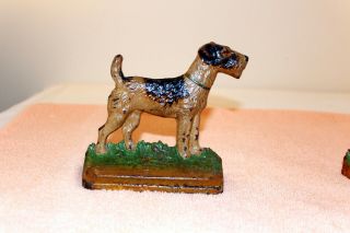 Antique cast iron book ends.  Hubley 294.  Wirehair Fox Terrier dogs - 2