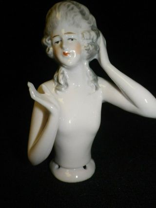 4 " Antique Porcelain Bare Breasted Lady Half Doll