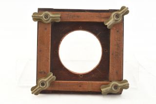 Antique Wooden Lens Board Adapter For Large Format 5 3/8  To 3 3/4  (v4312)