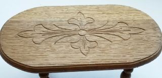 ANTIQUE LONG OVAL TURNED LEG TABLE IN SOLID OAK WITH EMBOSSED TOP 2
