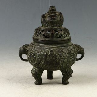 Exquisit Chinese Old Bronze Buddha Incense Burner Made During Da Ming Xuande