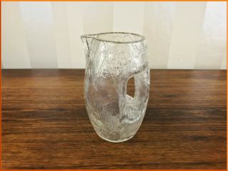 Antique Koloman Moser Loetz Glass Texture Krokodil Jug Vase Pitcher Handle
