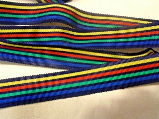 Vintage French Rayon 5 Color Stripe Grosgrain Ribbon - 21 Yds X 3/4 " Wide