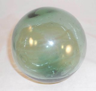 Vintage Green Hand Blown Glass 4 5/8 " Fishing Float With Large Pontil