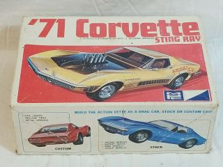 Vintage Mpc 1971 71 Corvette Sting Ray Hardtop Model Car Kit Unbuilt 7105 - 200