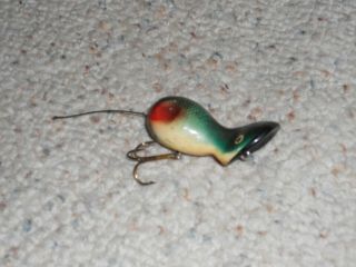 1930 Bud Stewart Popper Head Mouse Wood 2.  5 " Fishing Lure - Green,  Black & Red
