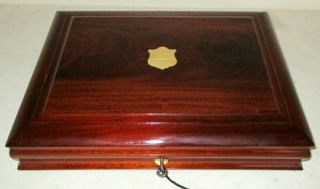 Lovely Useful Victorian Mahogany & Brass Table Top Box With Tray & Key