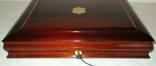 LOVELY USEFUL VICTORIAN MAHOGANY & BRASS TABLE TOP BOX with tray & key 3