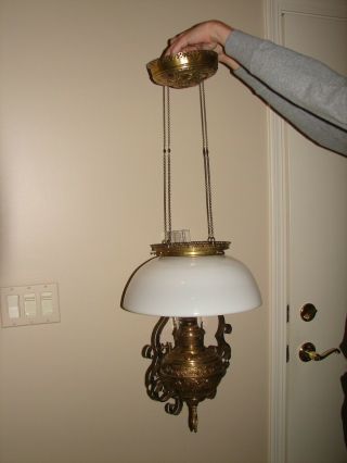 Antique Brass Chandelier,  By Charles Parker,  Home Or Business Accent,