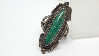 Native American Green Turquoise Sterling Silver Antique Vtg Ring Size 6.  25