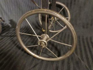 Antique 1900 - 20 ' s TRICYCLE TRIKE wood seat spoke wheels IRON FRAME wood handles 5