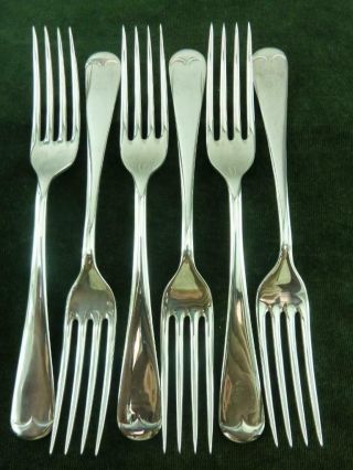 6 Vintage James Walker Dinner Table Forks Old English Pattern Silver Plated