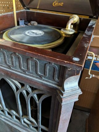 Antique Edison Diamond Disc Phonograph Machine Cabinet Pat 1916