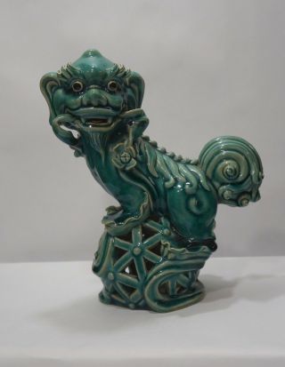 Vintage Turquoise Glazed Foo Dog From Shiwan