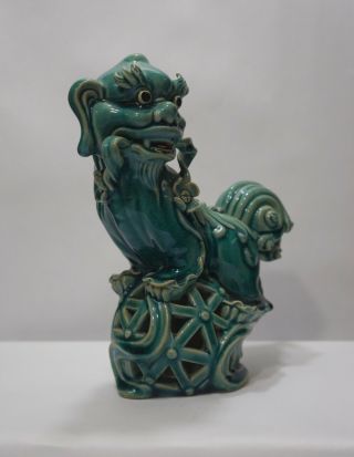 Vintage Turquoise Glazed Foo Dog from Shiwan 2