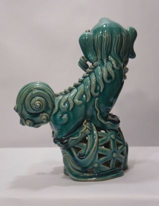 Vintage Turquoise Glazed Foo Dog from Shiwan 5