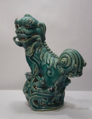 Vintage Turquoise Glazed Foo Dog from Shiwan 7