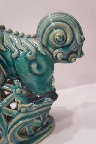 Vintage Turquoise Glazed Foo Dog from Shiwan 9