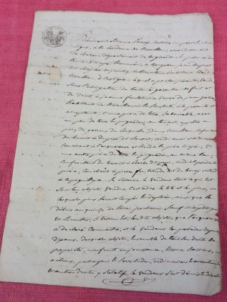 Antique French Manuscript Document Hand Written 4 Pages Dated 1808