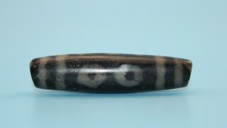 56 14 Mm Antique Dzi Agate Old 3 Eyes Bead From Tibet