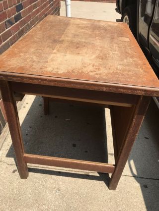Solid Oak Antique Teacher ' s Desk Small 4