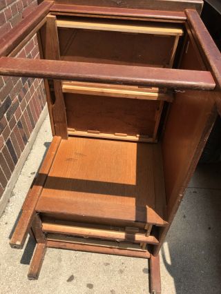 Solid Oak Antique Teacher ' s Desk Small 6