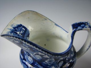 Antique Dark Blue Staffordshire Transferware Footed Cream Pitcher Creamer c.  1825 2