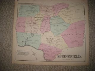 Antique 1872 Springfield Township Fayette County Pennsylvania Map Elm Hampton