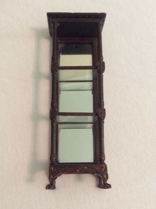 Vintage Bespaq Carved Display Mirrored Case Dollhouse Miniature 5” X 1.  5”