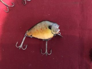 Vintage Wood HEDDON 740 PUNKINSEED FLOATER in SUNFISH Antique Fishing Lure 9 3