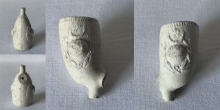 Antique Clay Pipe Bowl With Wreath Design
