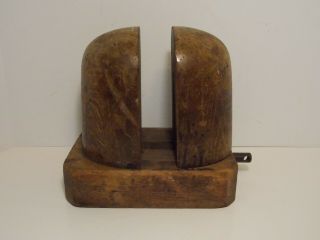 Antique Primitive Wood Hat Block Form Stretcher Vise