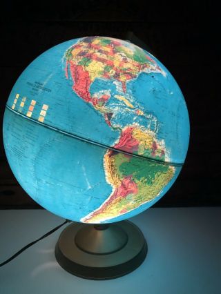Vintage Replogle 12 " Light Up Illuminated Globe Plastic Base World Horizon