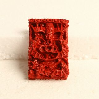 Chinese Exquisite Cinnabar Pendant Carved Dragon - Hand Carved Dz002