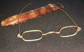 Early Antique Spectacle Optical Eye Glasses W/case,  Hartfor
