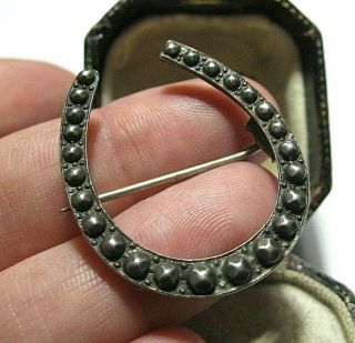 Vintage Antique Jewellery Old Victorian Studded Lucky Horse Shoe Pin Brooch